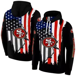 San Francisco 49ers American Pride Black AOP Hoodie