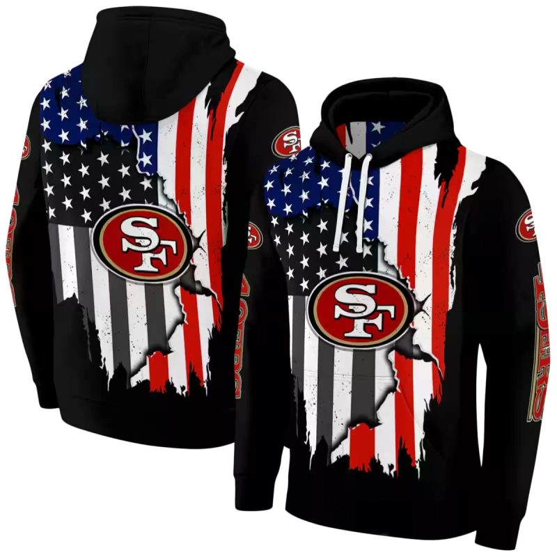San Francisco 49Ers American Pride Black Aop Hoodie 1