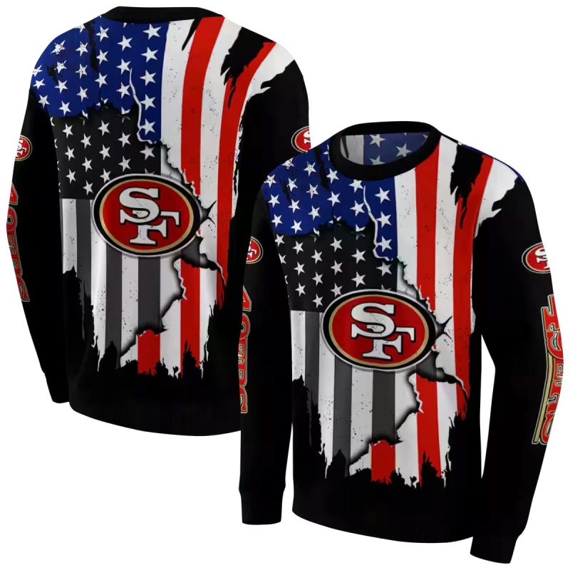 San Francisco 49Ers American Pride Black Aop Sweatshirt 1
