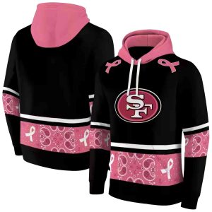San Francisco 49ers Awareness Ribbon Black Pink AOP Hoodie