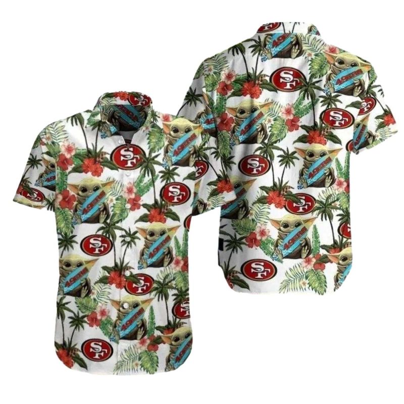 San Francisco 49Ers Baby Yoda Tropical Paradise Hawaiian Shirt 1