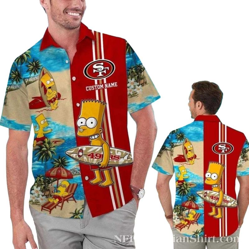 San Francisco 49Ers Bart Simpson Beach Surfing Hawaiian Shirt 1