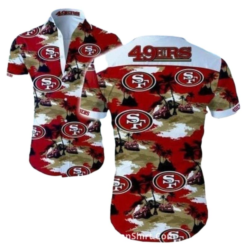 San Francisco 49Ers Beach Camo Palm Tree Hawaiian Shirt 1