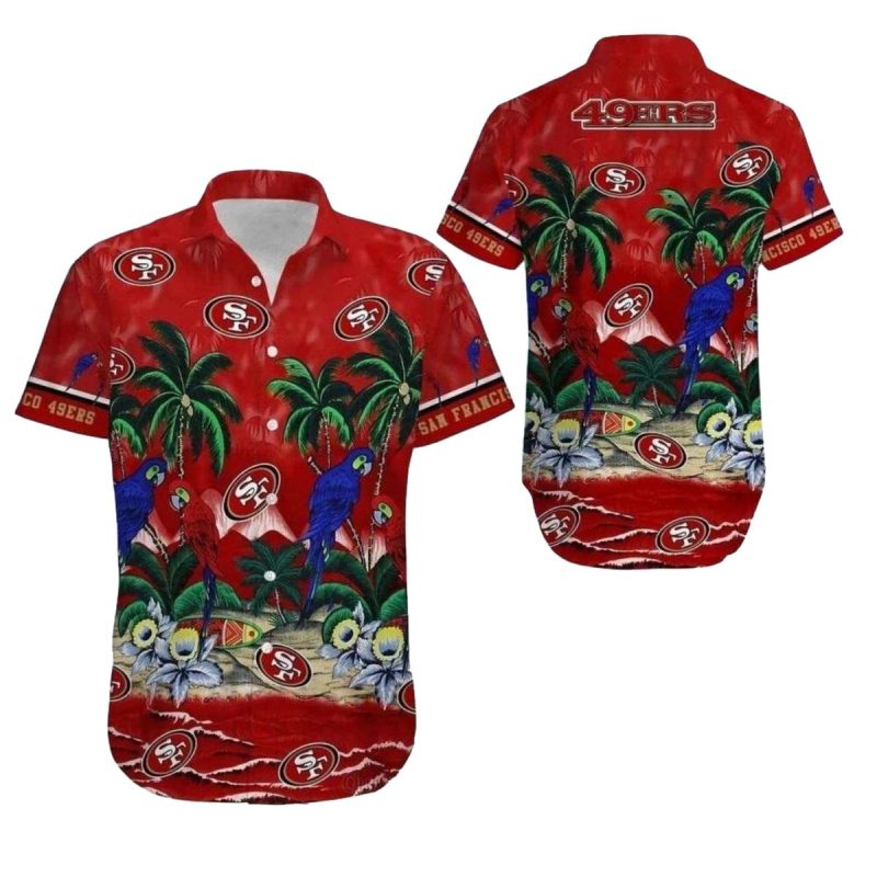 San Francisco 49Ers Beach Parrot Palm Tree Hawaiian Shirt 1