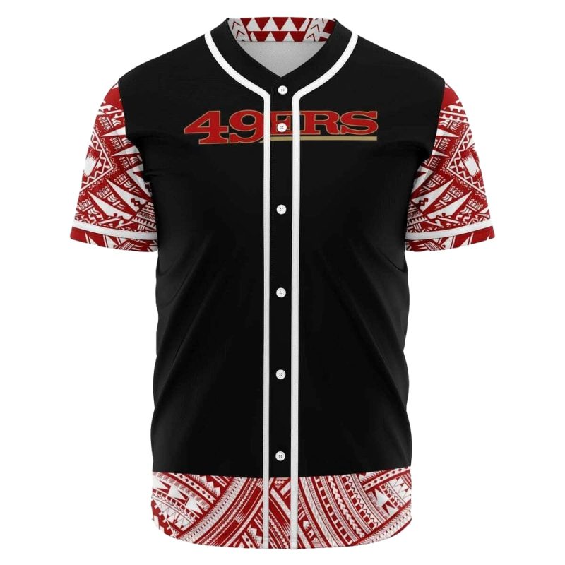 San Francisco 49Ers Big Logo And Maori Pattern Baseball Jersey 1