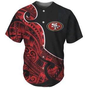 San Francisco 49ers Big Logo And Tribal Pattern Baseball Jersey