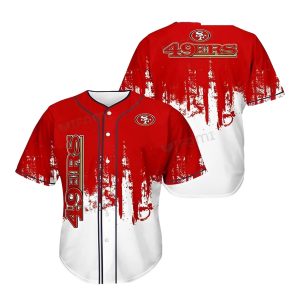 San Francisco 49ers Big Logo Red And White Baseball Jersey