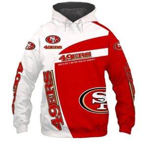 San Francisco 49ers Big Logo White And Red AOP Hoodie