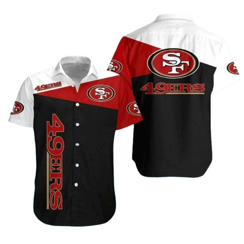 San Francisco 49Ers Black Yellow And Red Bold Panel Design Hawaiian Shirt 1