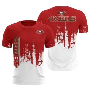 San Francisco 49ers Brush Red And White AOP T-Shirt