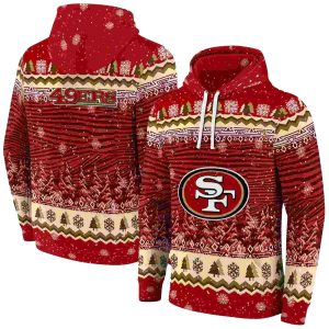 San Francisco 49ers Christmas Trees Red AOP Hoodie