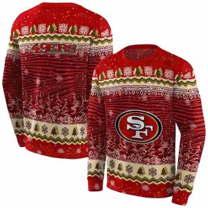 San Francisco 49ers Christmas Trees Red AOP Sweatshirt