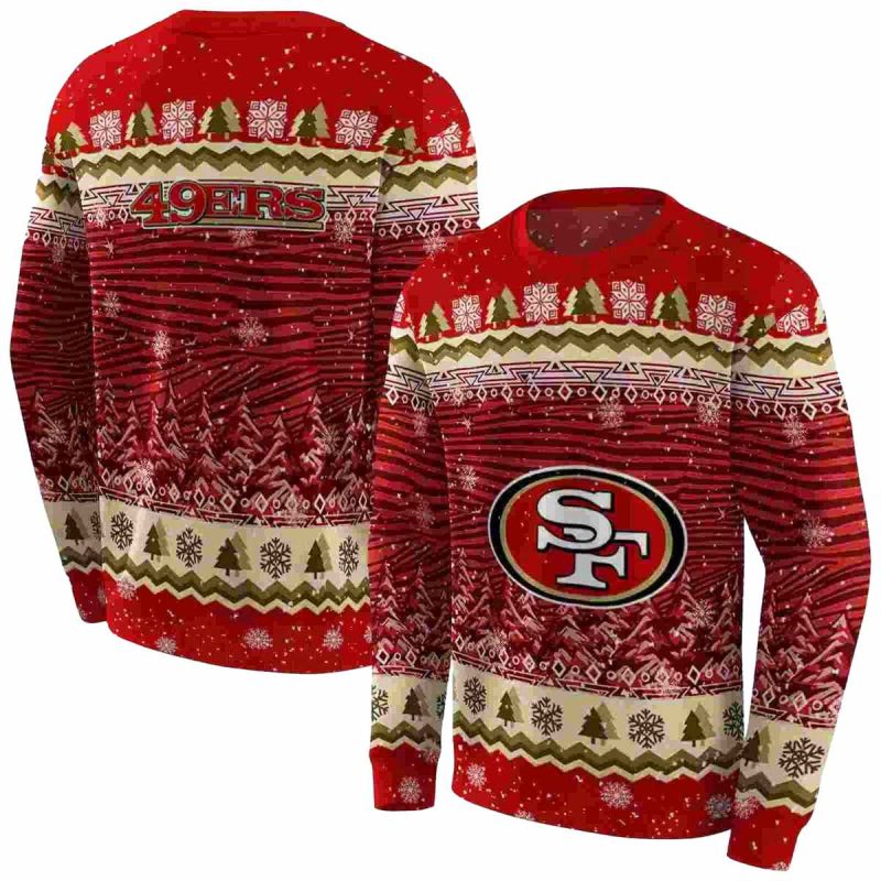 San Francisco 49Ers Christmas Trees Red Aop Sweatshirt 1