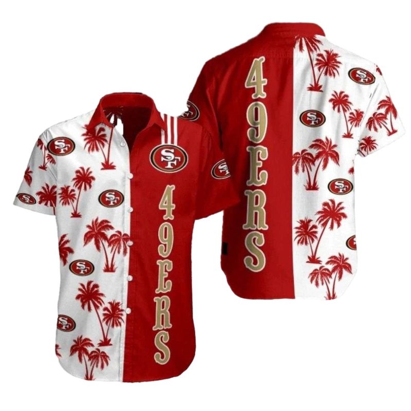 San Francisco 49Ers Coconut Island Red And White Hawaiian Shirt 1