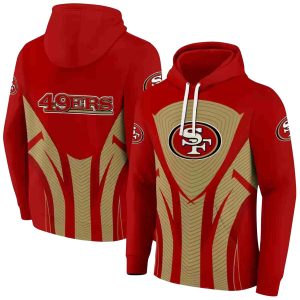 San Francisco 49ers Concentric Lines Red Black AOP Hoodie