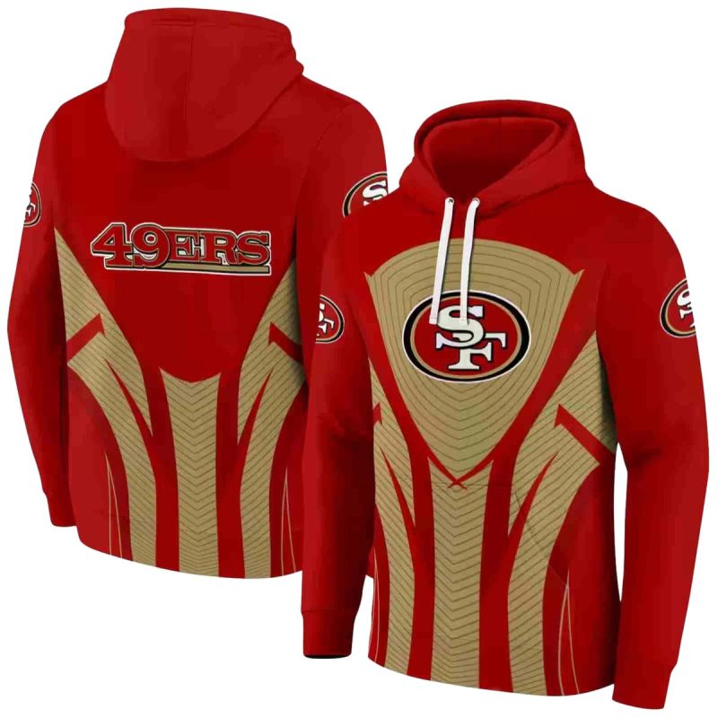 San Francisco 49Ers Concentric Lines Red Black Aop Hoodie 1