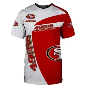 San Francisco 49ers Curves Red And White AOP T-Shirt