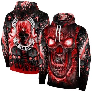 San Francisco 49ers Demonic Skull Red Black AOP Hoodie