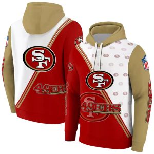 San Francisco 49ers Diagonal Stripe Red White AOP Hoodie