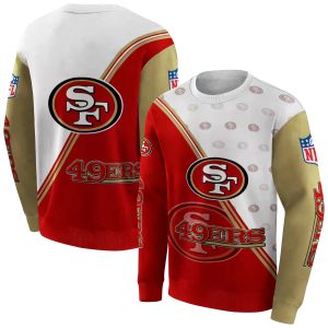 San Francisco 49ers Diagonal Stripe Red White AOP Sweatshirt