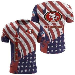 San Francisco 49ers Duty American Flag AOP T-Shirt