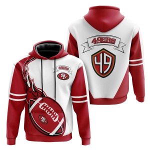 San Francisco 49ers Flame Balls Red And White 2025 AOP Hoodie