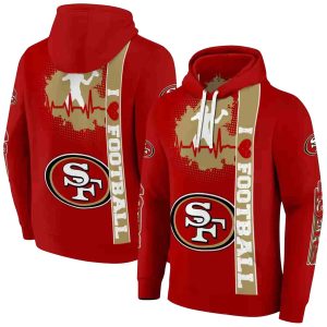 San Francisco 49ers Football Heartbeat Red AOP Hoodie
