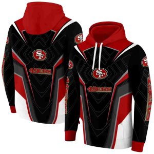 San Francisco 49ers Futuristic Pattern Red Black AOP Hoodie