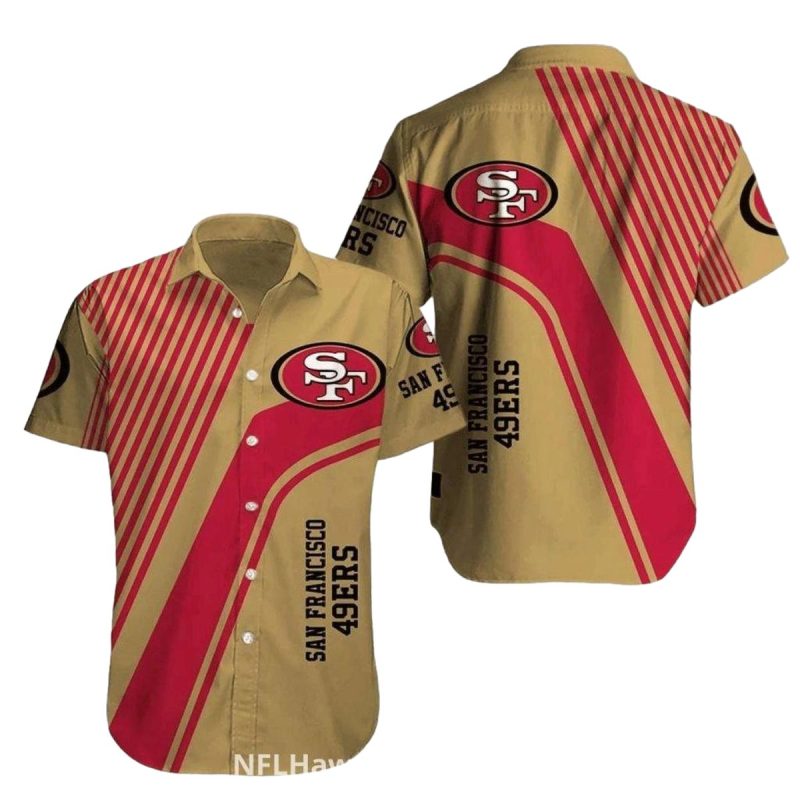 San Francisco 49Ers Gold And Red Striped Modern Look Hawaiian Shirt 1