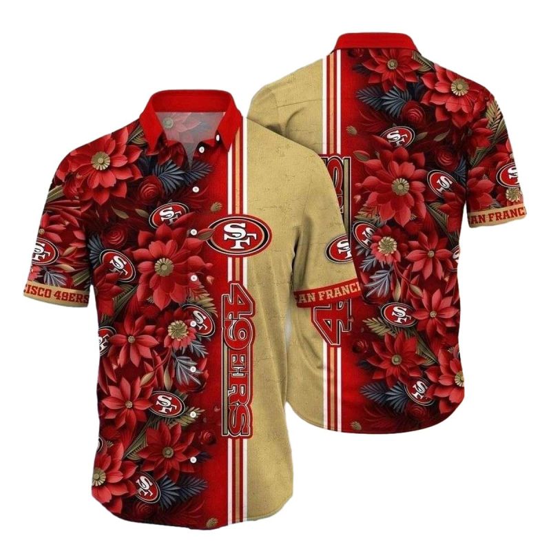 San Francisco 49Ers Gold Rush Floral Hawaiian Shirt 1