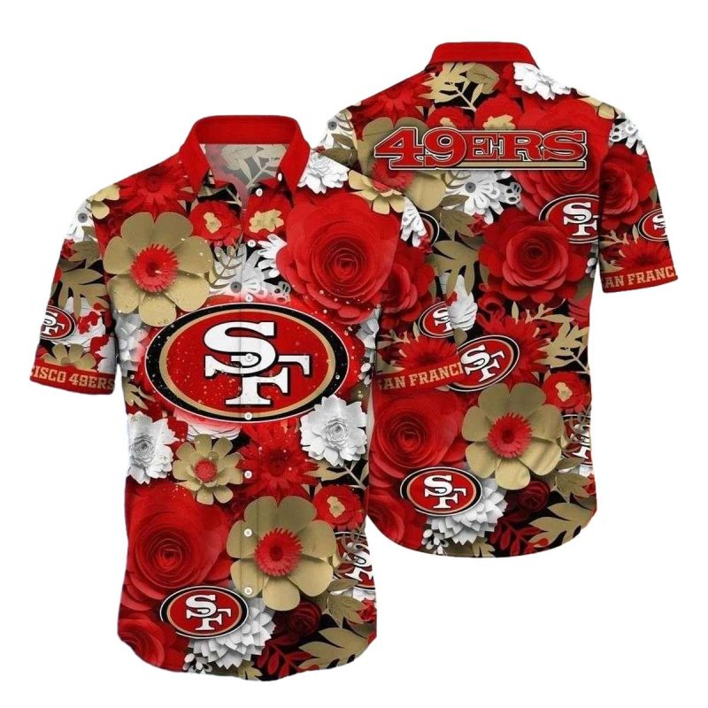 San Francisco 49Ers Golden State Floral Emblemhawaiian Shirt 1