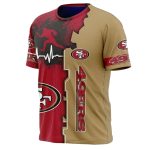 San Francisco 49ers Graphic Heart Ecg Line AOP T-Shirt
