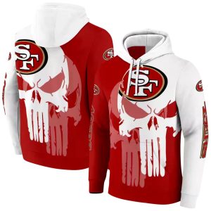 San Francisco 49ers Graphic Punisher Red White AOP Hoodie