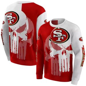 San Francisco 49ers Graphic Punisher Red White AOP Sweatshirt