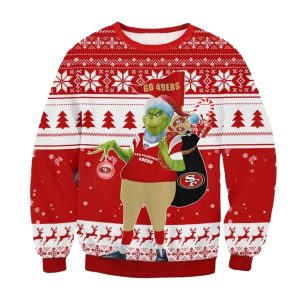 San Francisco 49ers Grinch Go 49ers Ugly Sweater