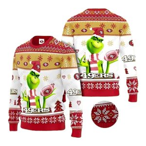 San Francisco 49ers Grinch Santa Claus Hold Logo Ugly Sweater