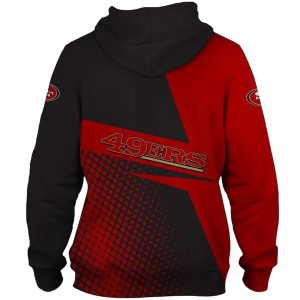 San Francisco 49ers Halftonr Black And Red 2025 AOP Hoodie