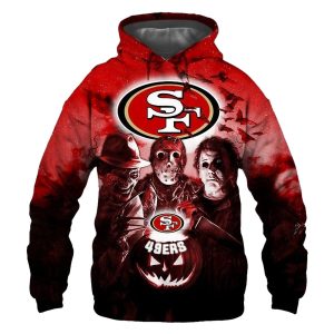 San Francisco 49ers Halloween Horror night gift for fans AOP Hoodie
