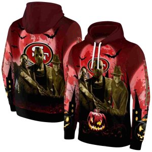 San Francisco 49ers Halloween Vibes Red and Black AOP Hoodie