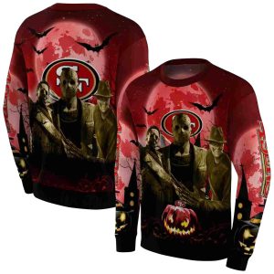 San Francisco 49ers Halloween Vibes Red Black AOP Sweatshirt