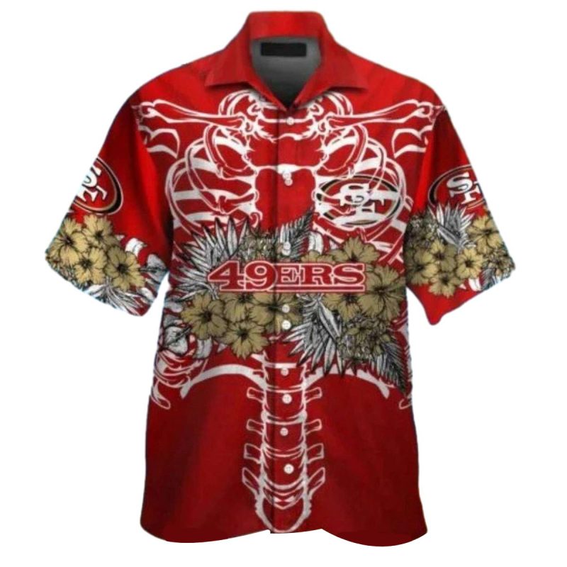 San Francisco 49Ers Hawaiian Shirt Skeleton And Floral Shirt 1