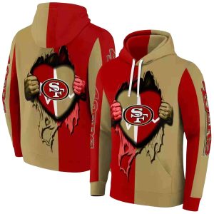 San Francisco 49ers Heartbeat Graphic 49ers In My Heart Red AOP Hoodie