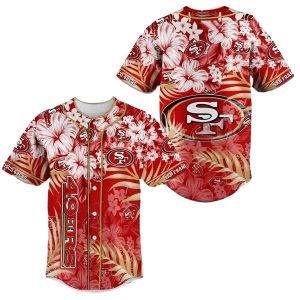 San Francisco 49ers Hibiscus Flower Baseball Jersey