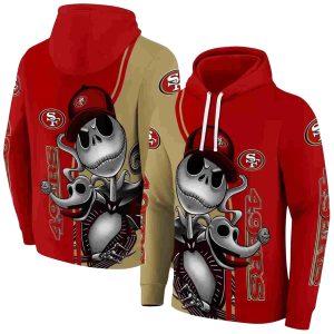 San Francisco 49ers Jack Skellington Red AOP Hoodie