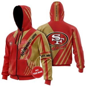 San Francisco 49ers Line Red And Yellow AOP Hoodie