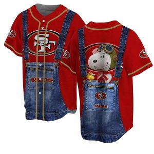 San Francisco 49ers Logo And Snoopy Baseball Jersey