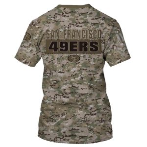 San Francisco 49ers Logo And Us Flag Camo Styles AOP T-Shirt