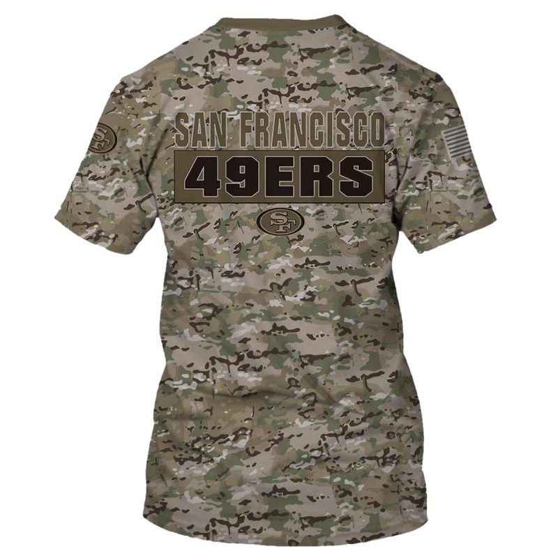 San Francisco 49Ers Logo And Us Flag Camo Styles Aop T Shirt 1