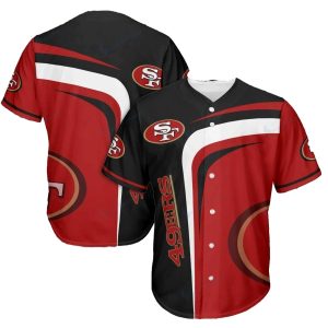 San Francisco 49ers Logo Lovely Black White And Red Baseball Jersey
