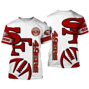 San Francisco 49ers Logo Lovely White Pattern AOP T-Shirt